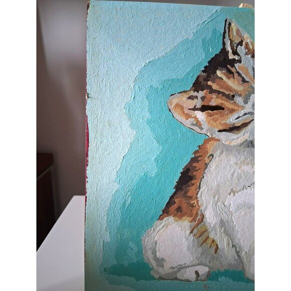 Vintage Hand Painted Oil Painting Of Two Kittens On Board Artist Fran Sullivan - Picture 6 of 10